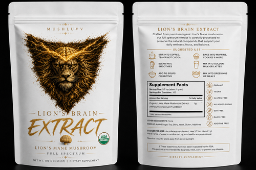 Lion's Brain Organic Lion's Mane Extract | Full Spectrum Fruiting Body|100g